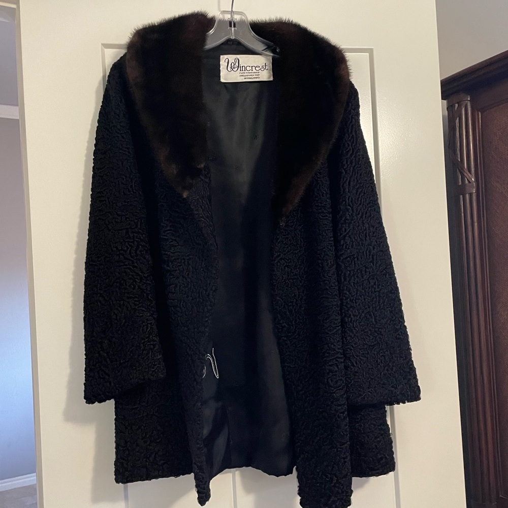 Real lamb with mink collar coat